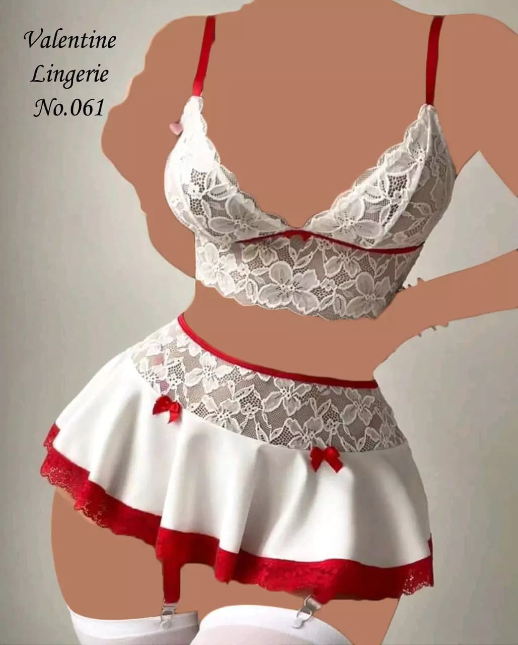 لباس خواب یا کاستوم پرستاری چهار تکه Valentine کد 061 — تصویر ۲