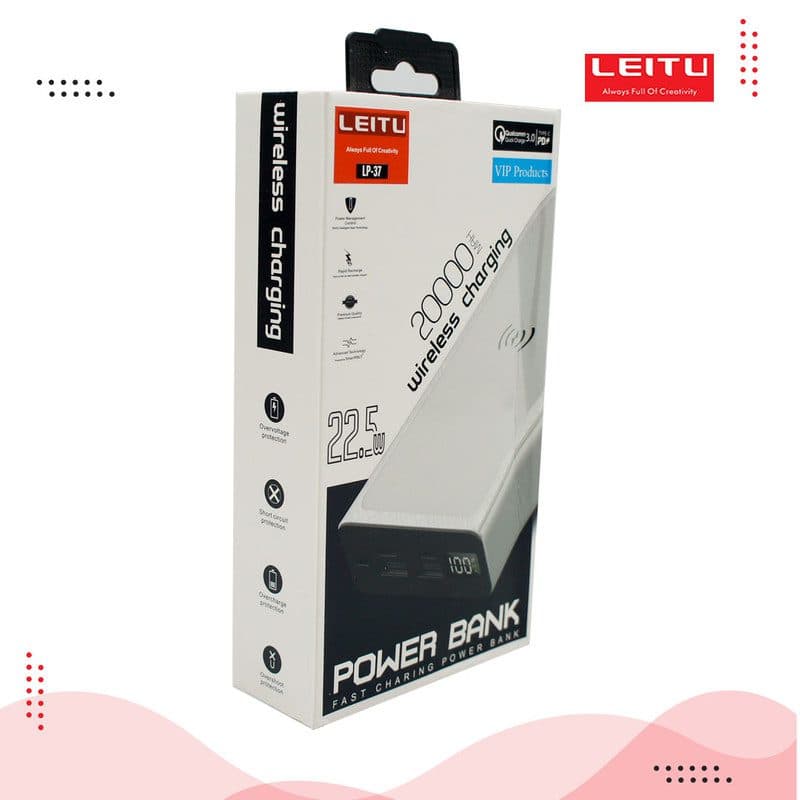 پاوربانک لیتو (LEITU) 20000 میلی آمپر ساعت مدل LP-37 وایرلس، توان 22.5 وات — تصویر ۶