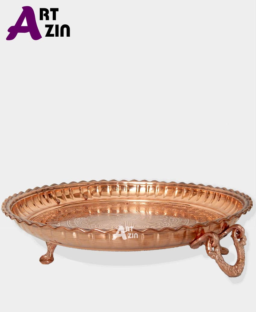 سینی مسی گرد پایه دار کوچک قطر ۲۸ سانتی – کد : ۱۳۹ — تصویر ۲