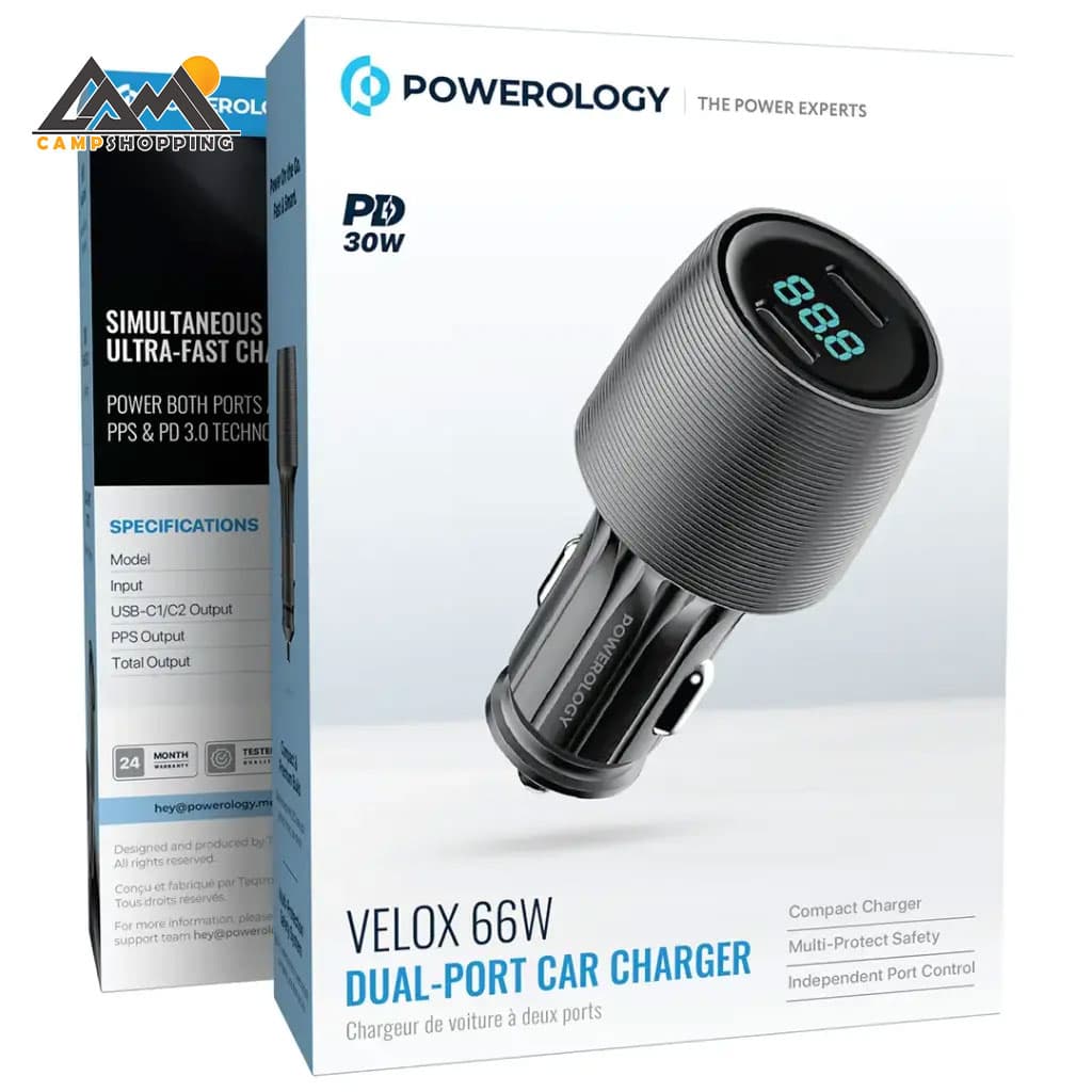شارژر فندکی 66 وات پاورولوجی مدل VELOX کد PCCSR021BK — تصویر ۵
