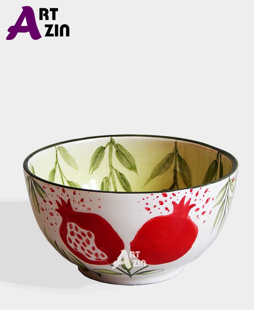 طرح انار روی سفال کاسه سرامیکی شب یلدا فانتزی – کد : 323