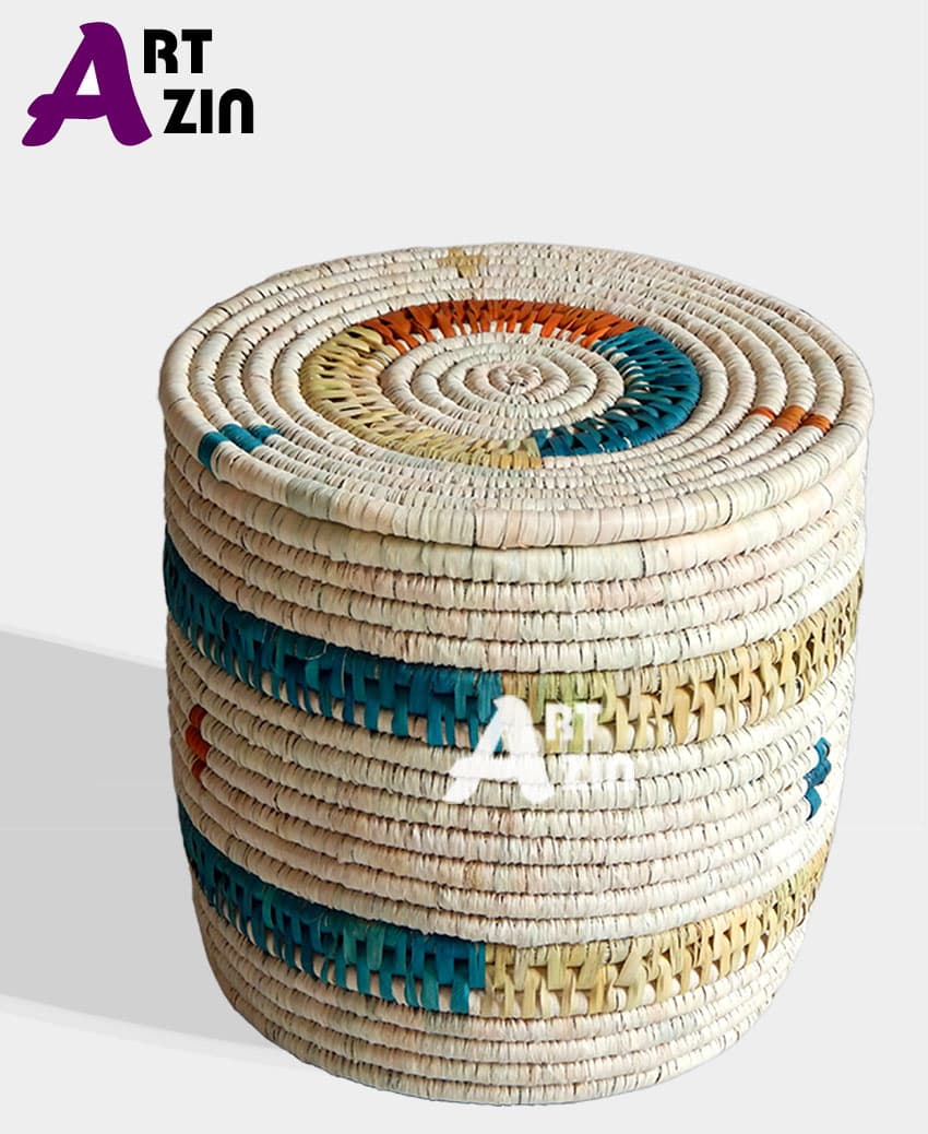 ظرف برنج حصیری رنگی در تخت ۱۲ کیلویی – کد: 255