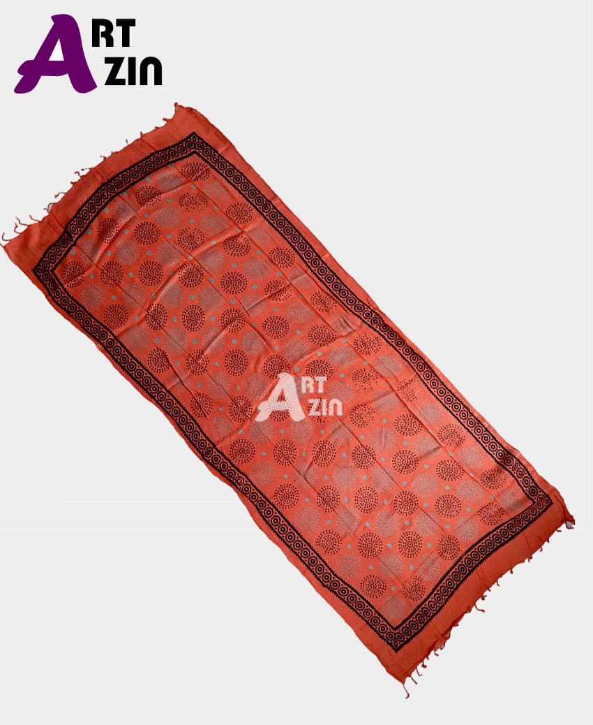 شال روسری نخی مسی بزرگ طرح سنتی کد: 3-653