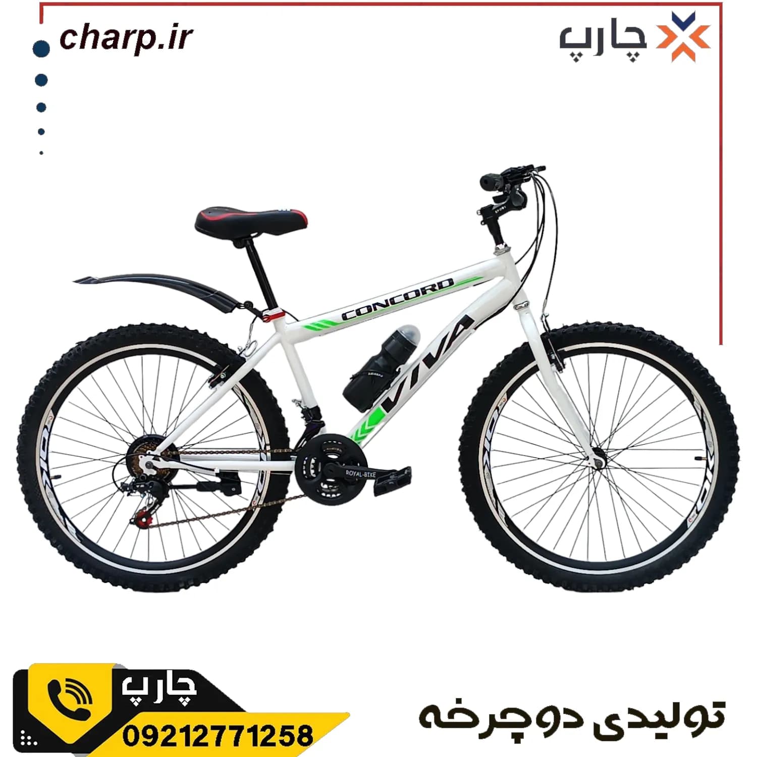 دوچرخه سایز 24 دنده کلاجدار سفید سبز فرمان و کرپی حرفه ای (فیلم دارد)