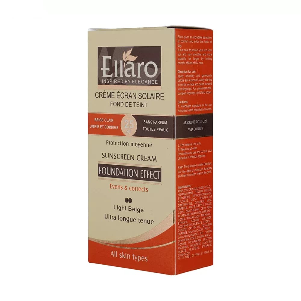 کرم ضد آفتاب رنگی الارو SPF25 سری Foundation Effect مدل Light Beige مناسب پوست‌ چرب حجم 40 میلی‌لیتر — تصویر ۴