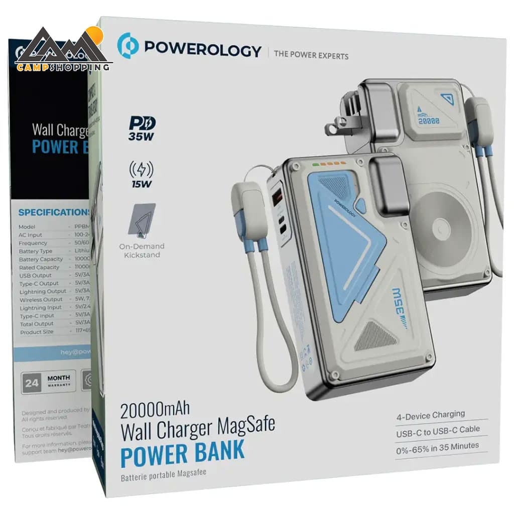 پاوربانک مگسیف پاورولوجی مدل WALL CHARGER کد PPBMH1044WH – ظرفیت 20000 میلی آمپر — تصویر ۳