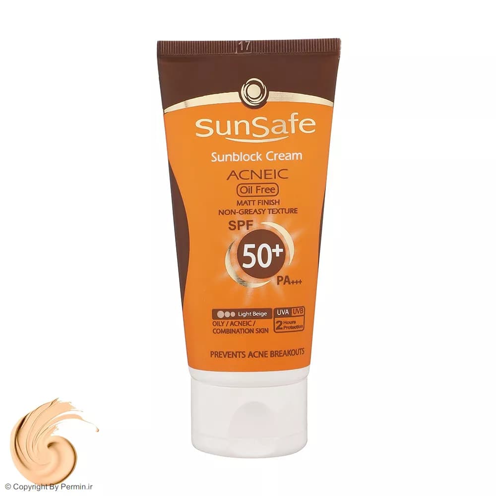 کرم ضدآفتاب و آنتی‌آکنه رنگی سان‌سیف SPF50 مناسب پوست‌ چرب حجم 50 میلی‌لیتر — تصویر ۳