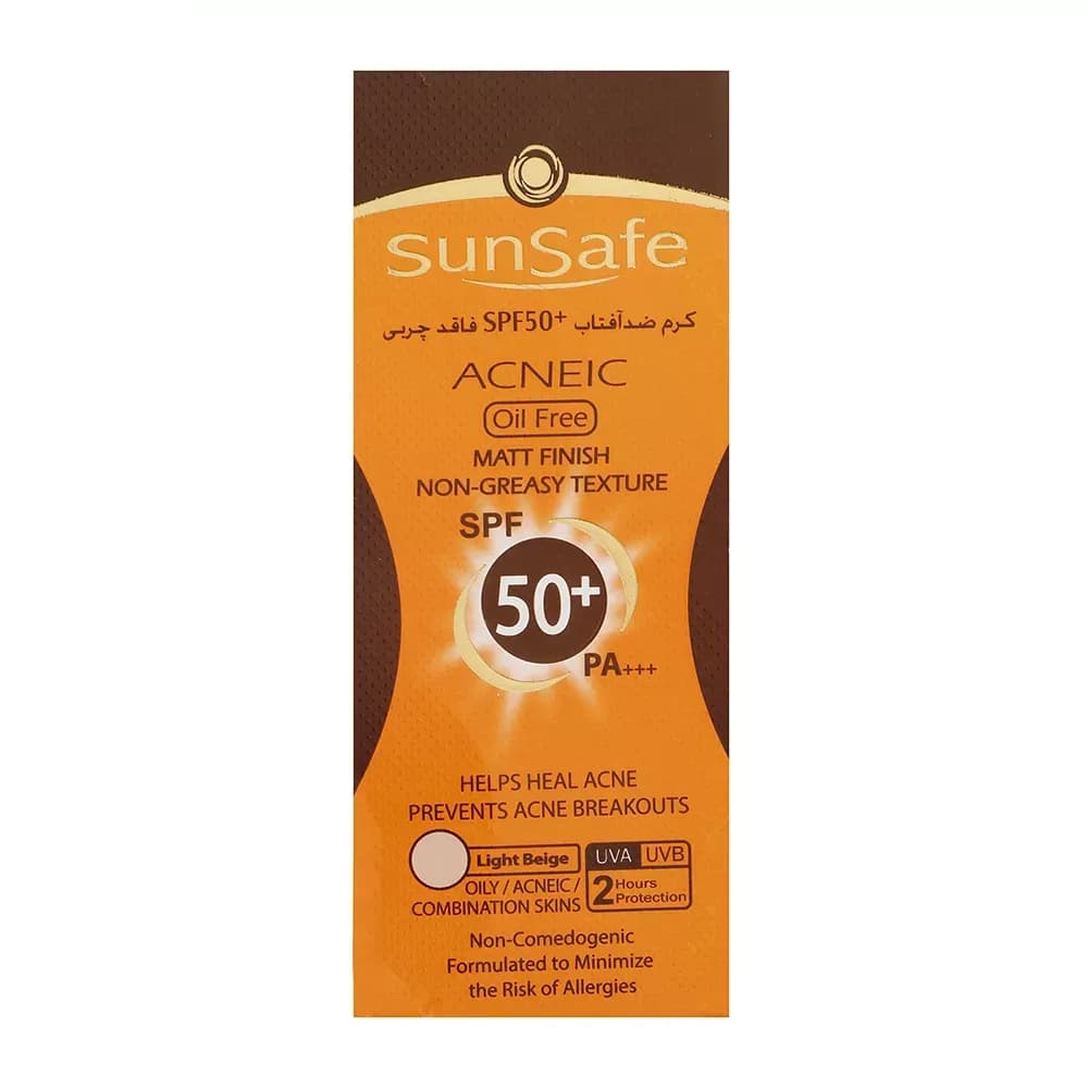 کرم ضدآفتاب و آنتی‌آکنه رنگی سان‌سیف SPF50 مناسب پوست‌ چرب حجم 50 میلی‌لیتر — تصویر ۲