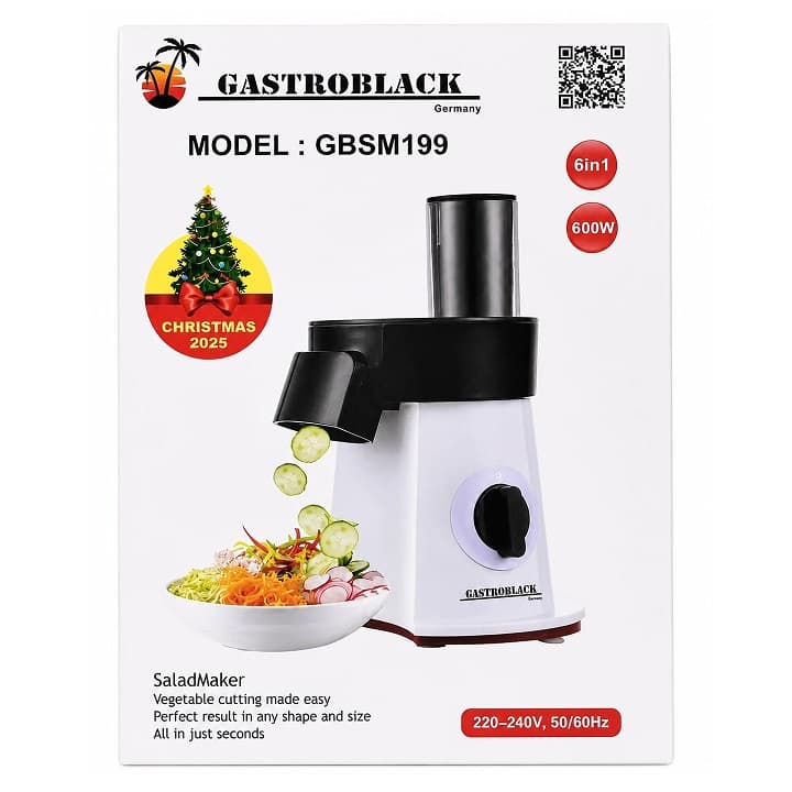 سالادساز و رنده برقی گاستروبلک GBSM199 سفید 6 تیغه 600 وات — تصویر ۵