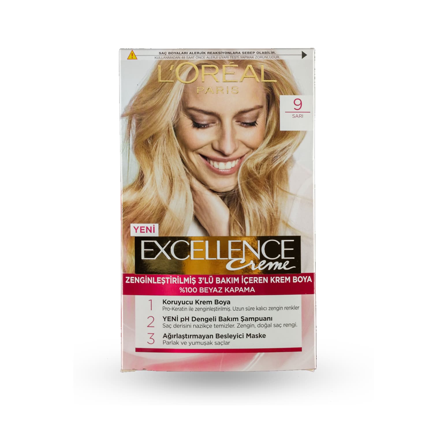 کیت رنگ مو لورال مدل Excellence شماره 9 بلوند خیلی روشن — تصویر ۲