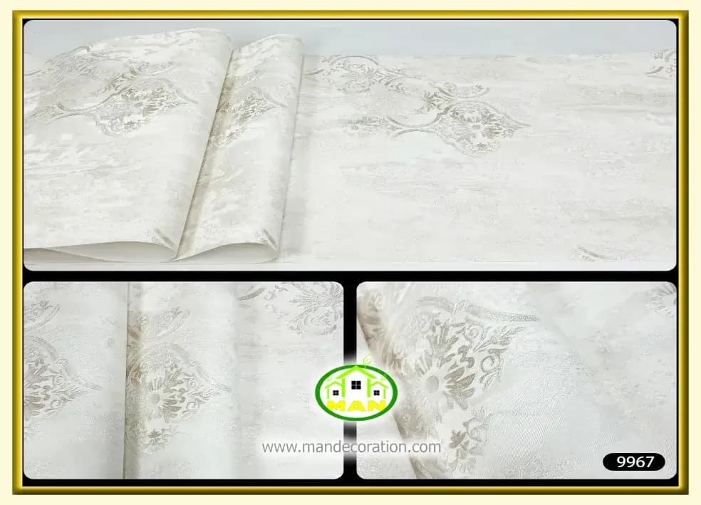 کاغذ دیواری آنجل داماسک کرم کد:9967 — تصویر ۲