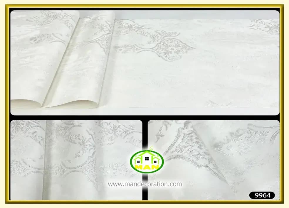 کاغذ دیواری آنجل داماسک پتینه طوسی کد:9964 — تصویر ۲