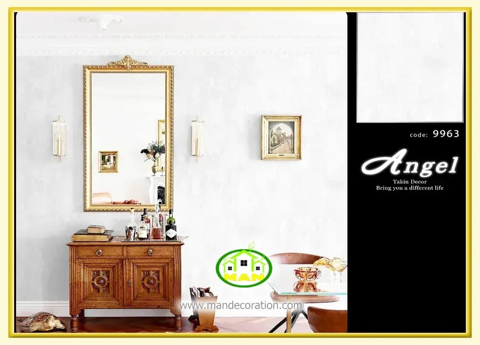 کاغذ دیواری آنجل مدرن پتینه طوسی کد:9963 — تصویر ۲