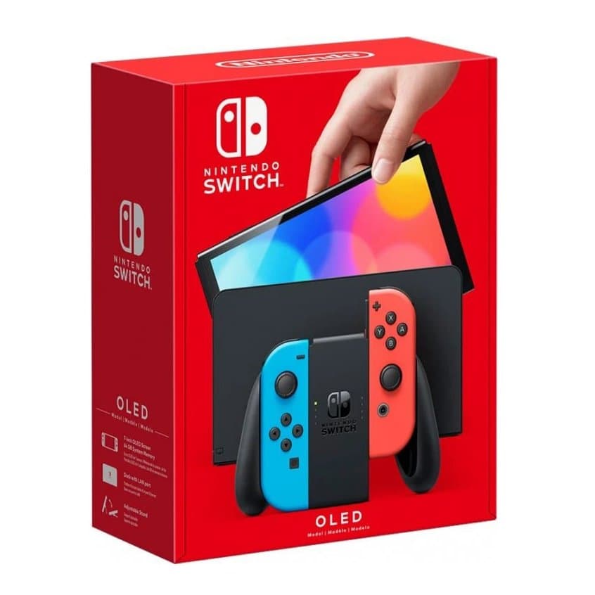 کنسول بازی نینتندو Switch OLED هیبریدی آبی قرمز — تصویر ۸