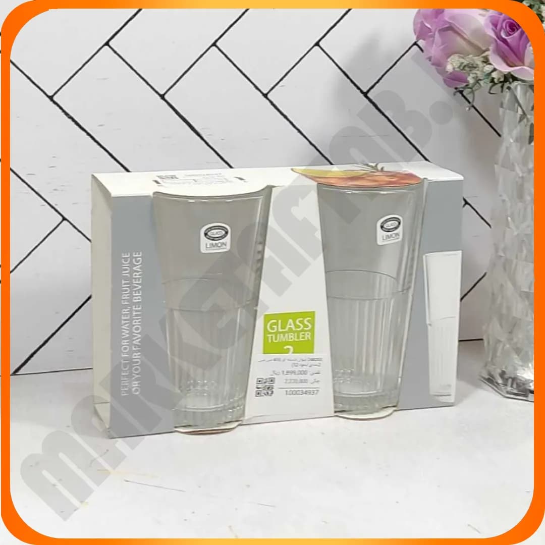 248200 لیوان شیشه ای 410 سی سی 2عددی لیمونہ12)