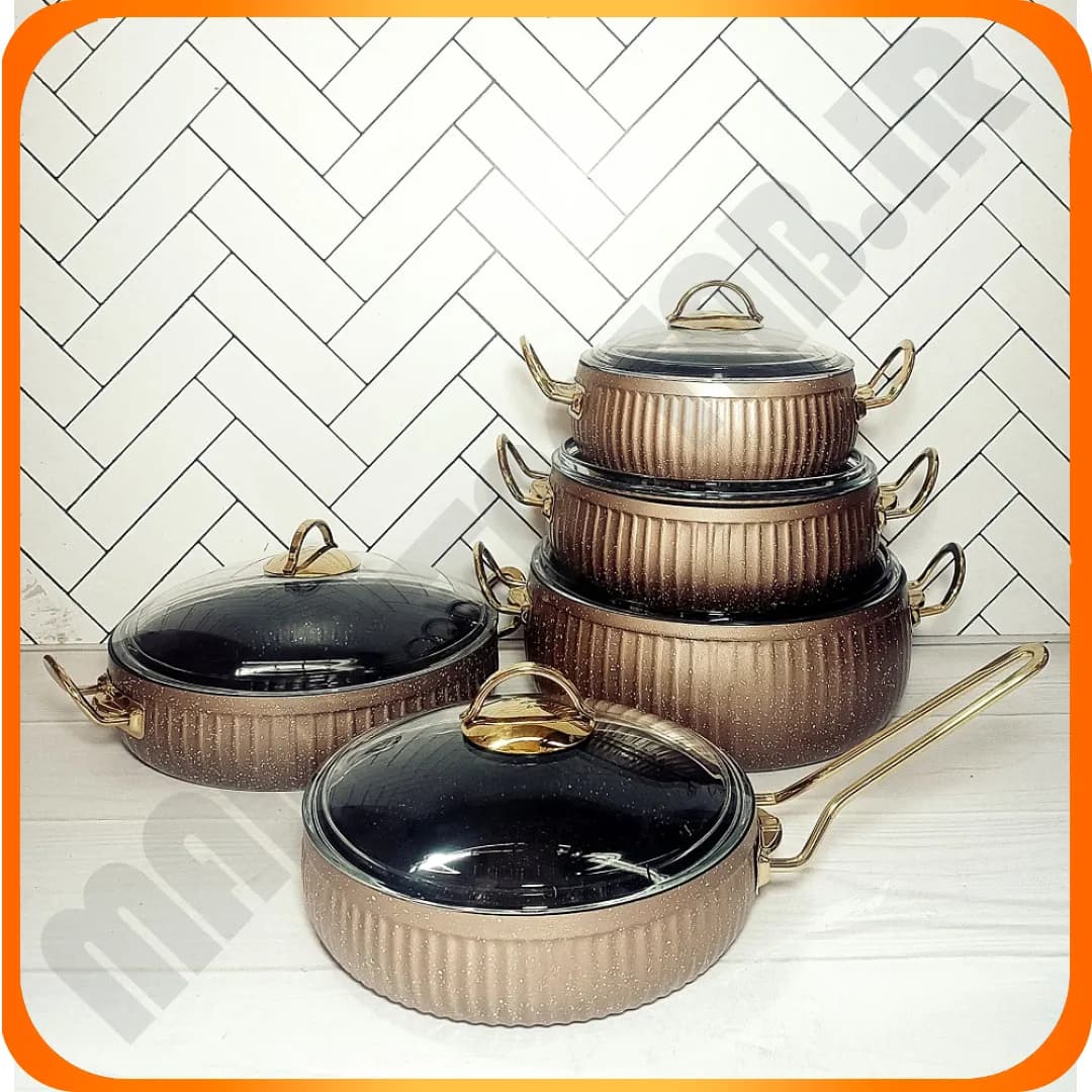 سرویس 10 پارچه سلین قهوه‌ای گرانیت اویز
