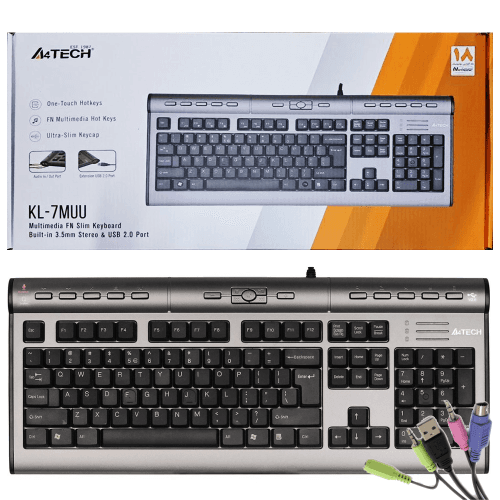 کیبورد سیم دار ایفورتک مدل A4TECH KL-7MUU Silver Gray