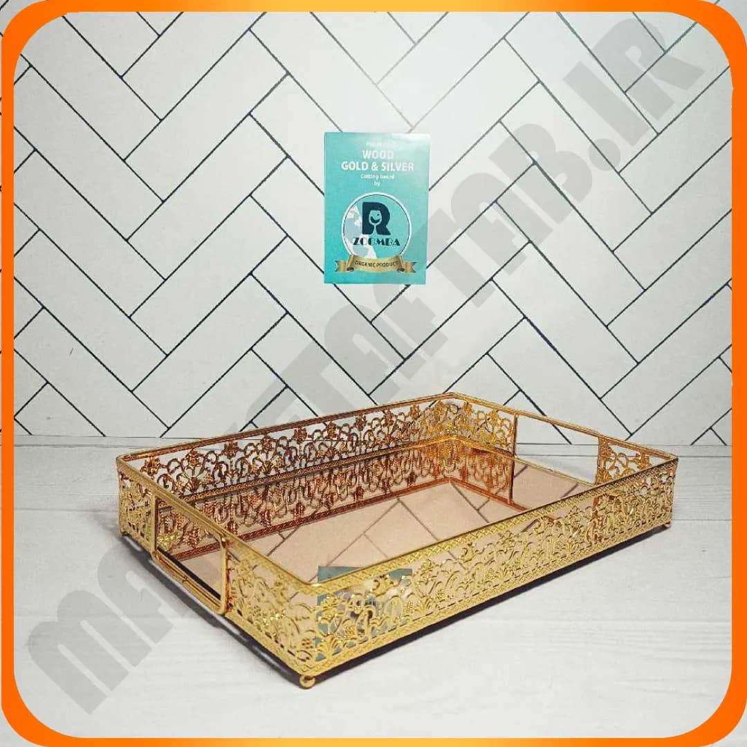 سینی مستطیل شیک پسند کف آینه لاله طلایی زومبا