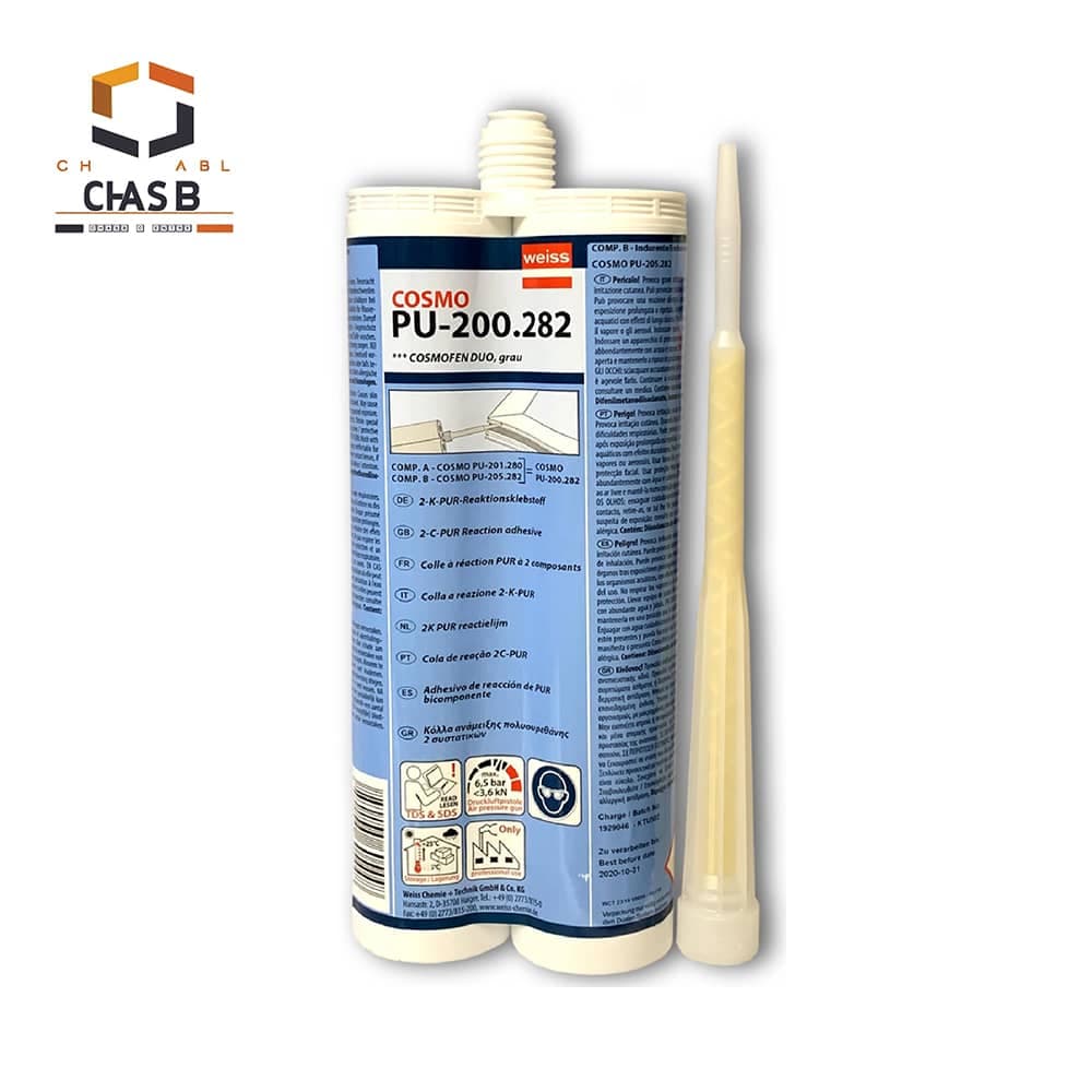 چسب پلی اورتان دو جزئی پانچ طوسی وایس 200.282- POLYURETHANE ADHESIVE COSMO WEISS PU 200.282 900gr