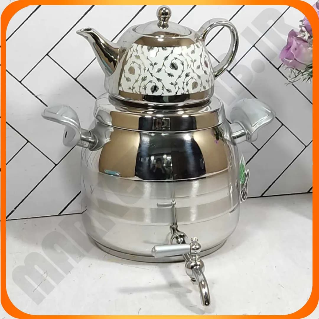 کتری قوری استیل مدل دیانا دسته باکالیت نقره ای ناسیونال