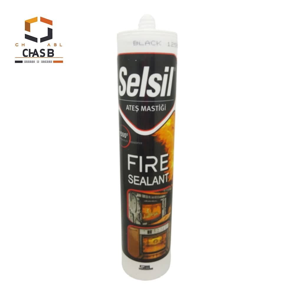 چسب سیلیکون کوره مشکی سلسیل- SELSIL FIRE SEALANT 1500C TEMPERATURE RESISTANCE 300ml