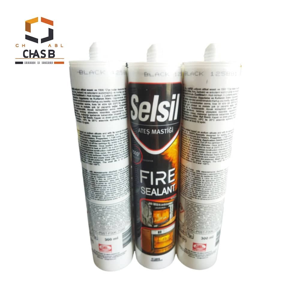 چسب سیلیکون کوره مشکی سلسیل- SELSIL FIRE SEALANT 1500C TEMPERATURE RESISTANCE 300ml — تصویر ۳