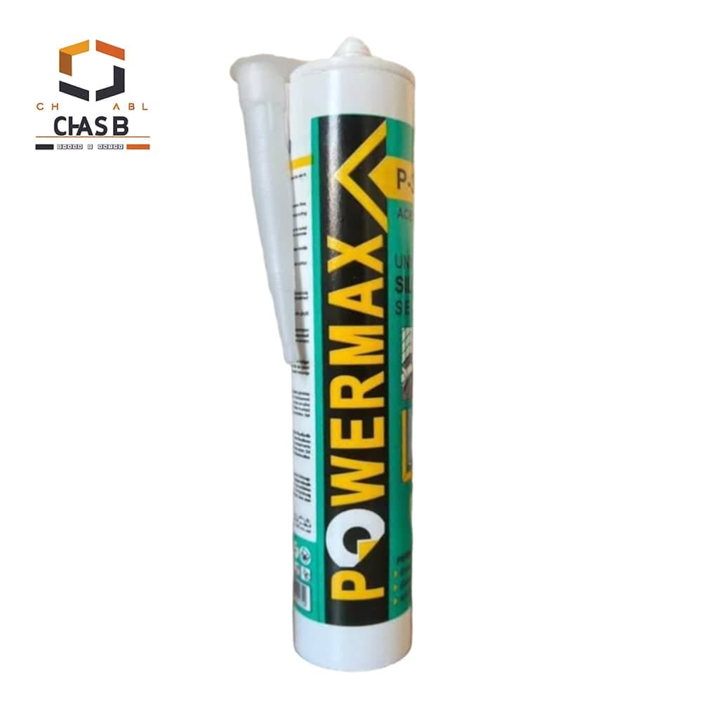 چسب سیلیکون استوکسی یونیورسال شفاف پاور مکس جعبه 24 عددی- POWERMAX ACETOXY UNIVERSAL SILICONE SEALANT 280gr