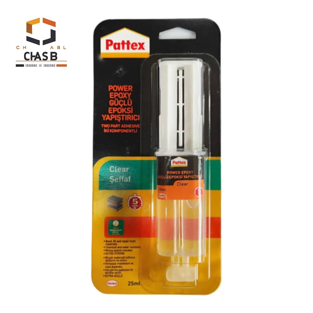 چسب اپوکسی دو جزیی سرنگی شفاف پاتکس – PATTEX POWER CLEAR EPOXY 25ML