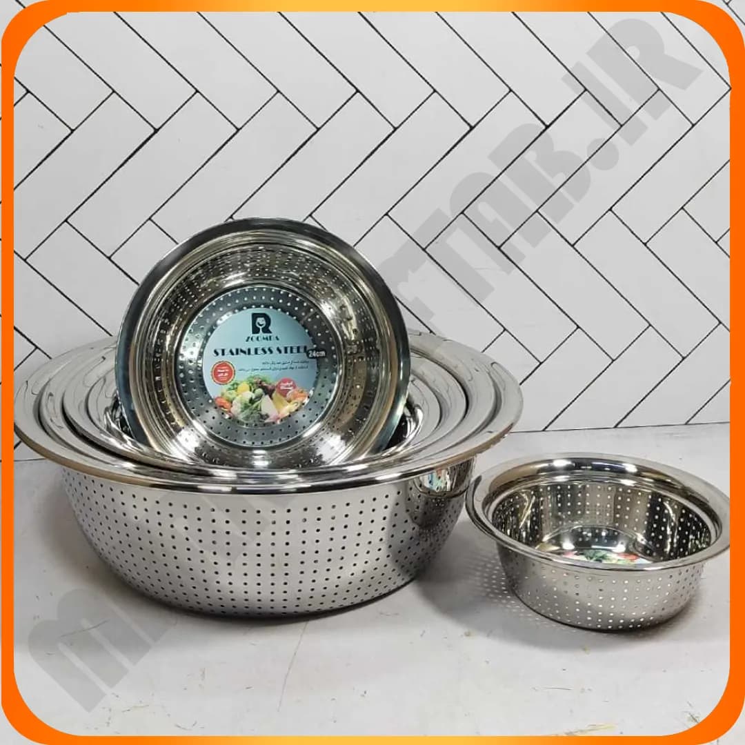 آبکش 6 تکه گرد لبه دار استیل بدون جعبه زومبا