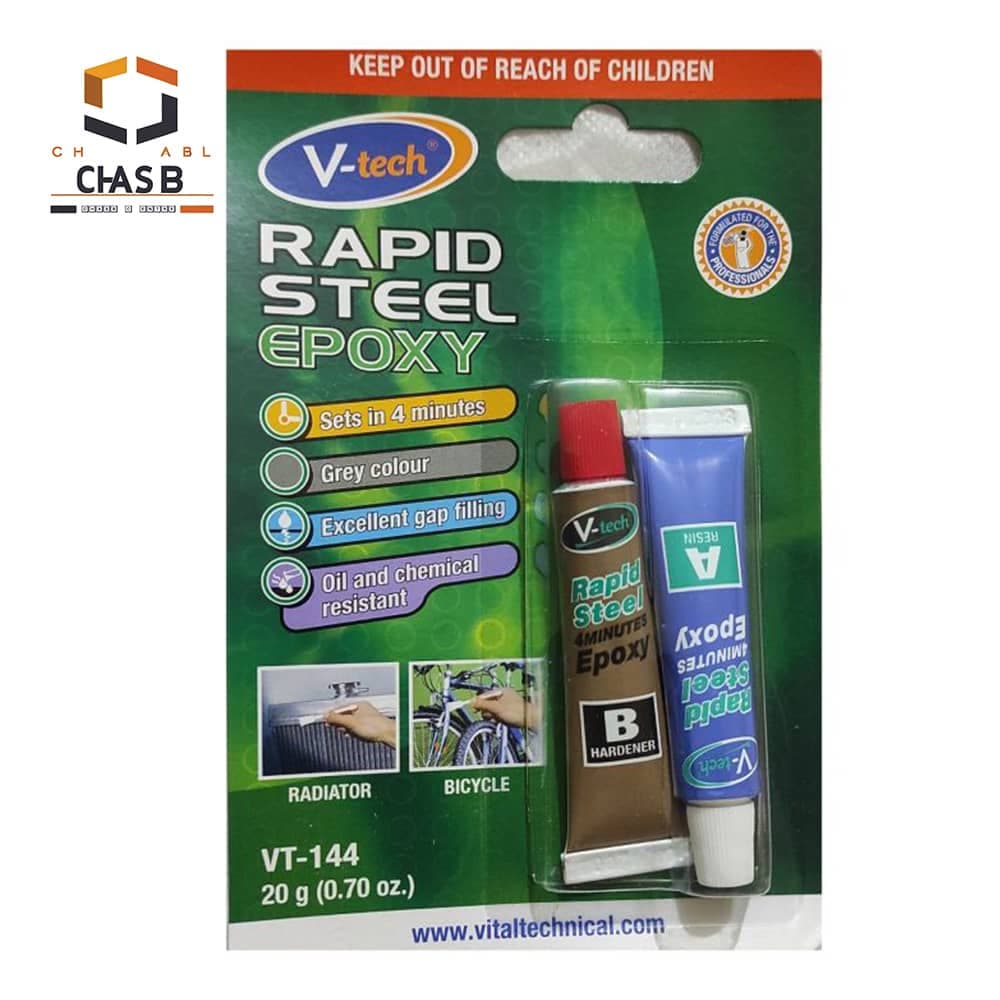 چسب اپوکسی فولاد وی تک مدل V-TECH RAPID STEEL EPOXY 56GR – VT140 — تصویر ۲