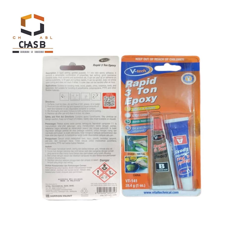 چسب اپوکسی شفاف 3 تن وی تک مدل V-TECH RAPID 3TON EPOXY 28GR – VT-141 — تصویر ۳