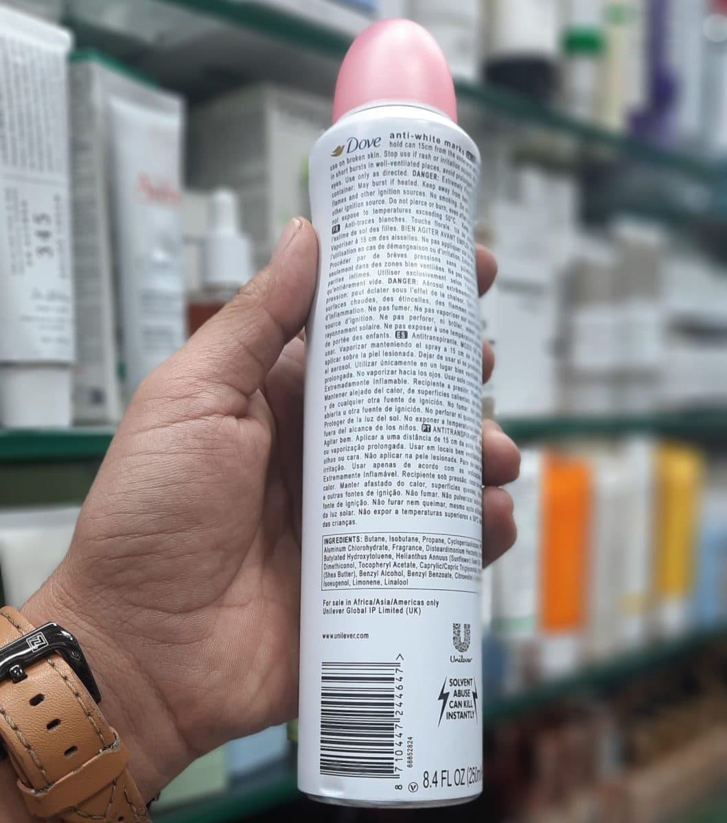 اسپری داو رایحه ۱۰۰صورتی حجم۲۵۰ml مدل INVISIBLE CARE (ساخت UK) — تصویر ۵