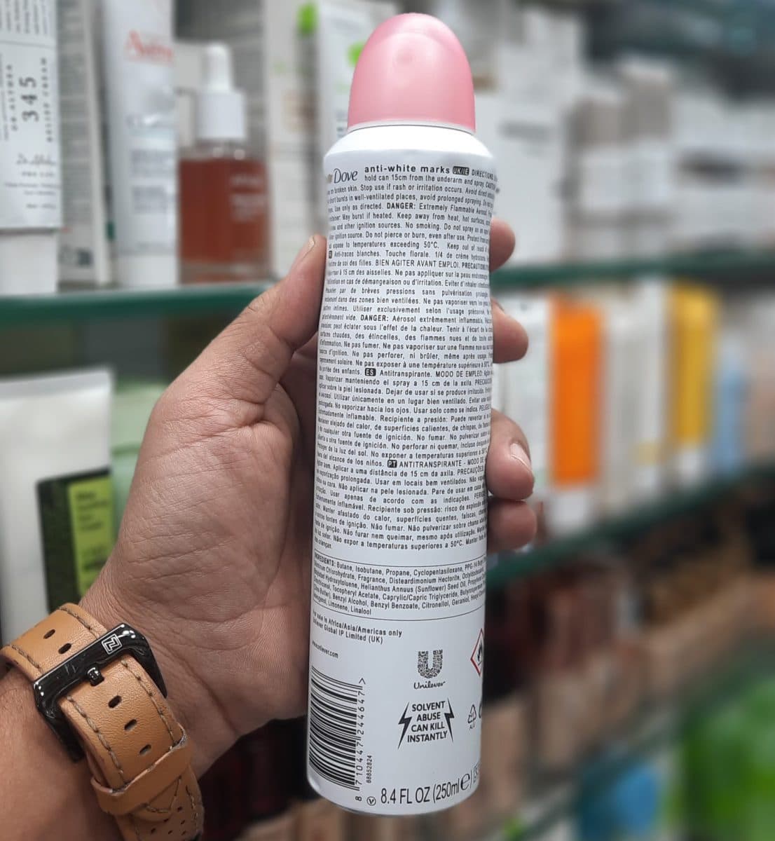 اسپری داو رایحه ۱۰۰صورتی حجم۲۵۰ml مدل INVISIBLE CARE (ساخت UK) — تصویر ۳