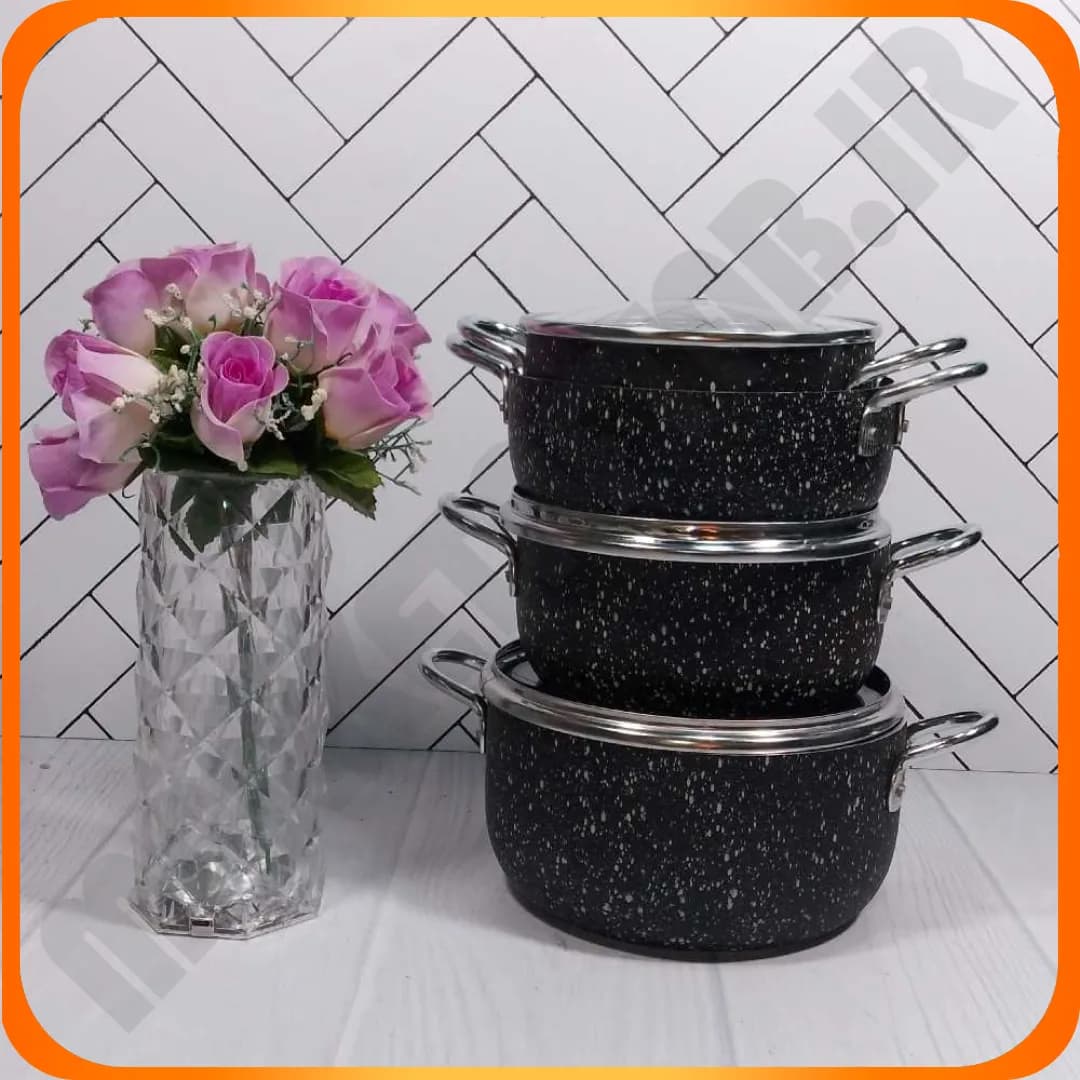 سرویس دانشجویی طرح طامیلا 7 پارچه گرانیت مشکی دسته فلزی سیلور زومبا