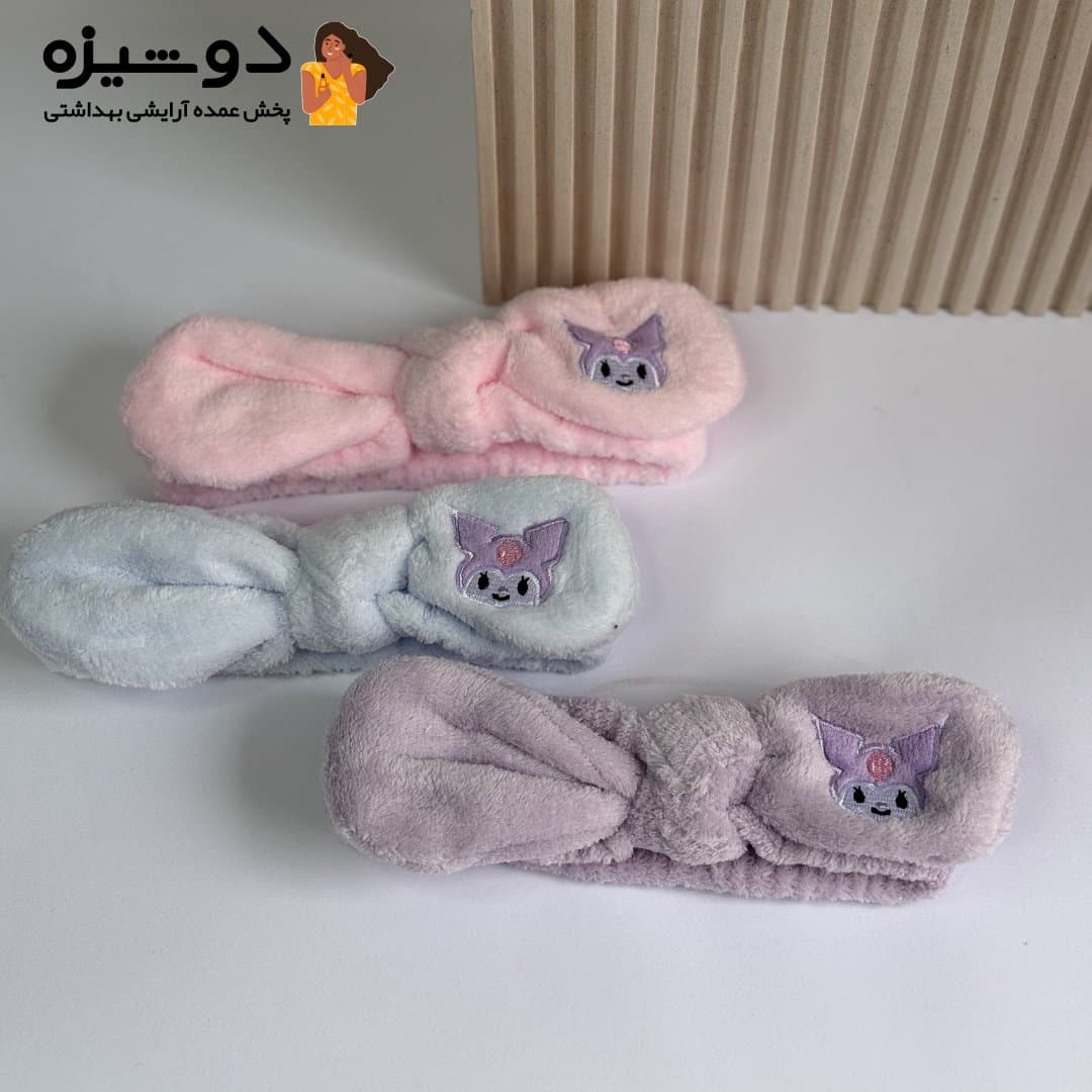 هدبند حوله ای دخترانه مدل کرومی سه رنگ — تصویر ۲
