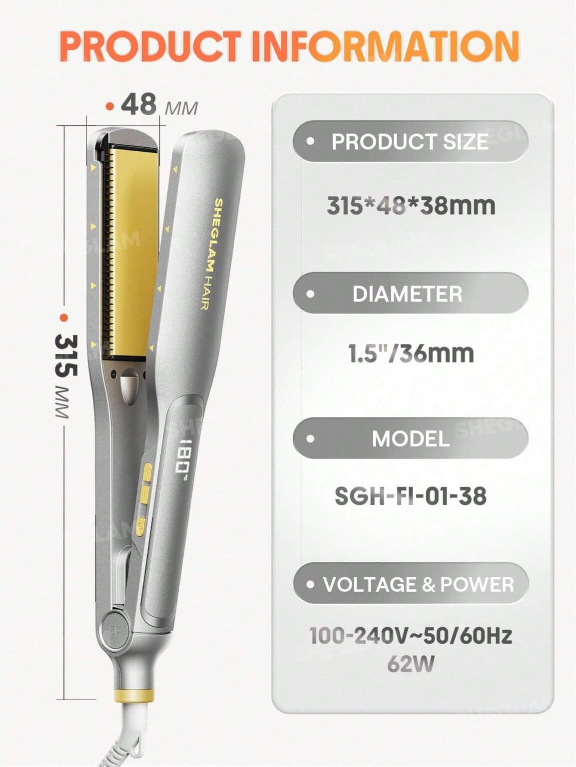 اتو مو صفحه پهن شانه دار شیگلم مدل sleek chic wide glide straightener (ضمانت اصالت) — تصویر ۶
