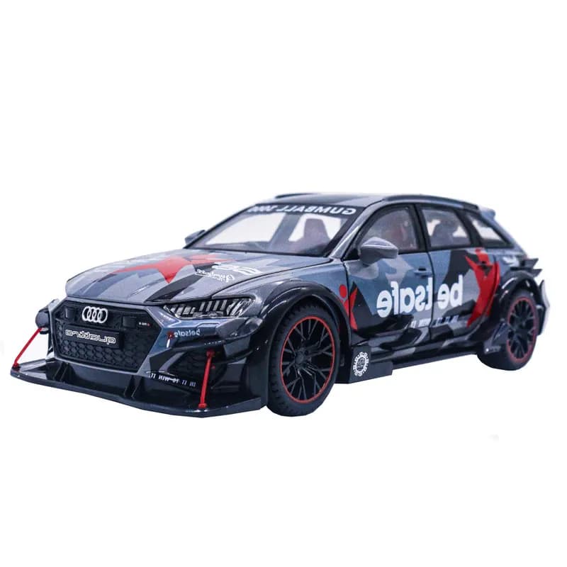ماشین بازی فلزی عقب‌کش مدل AUDI RS6 اسپرت مقیاس 1:24، چراغ‌دار و موزیکال