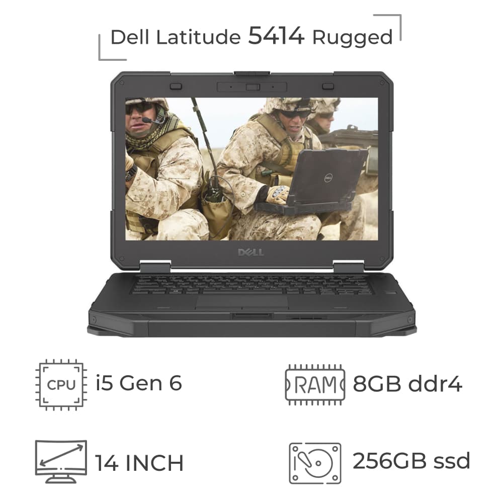 لپ تاپ استوک نظامی صنعتی Dell Latitude 5414 Rugged پردازنده i5 نسل 6