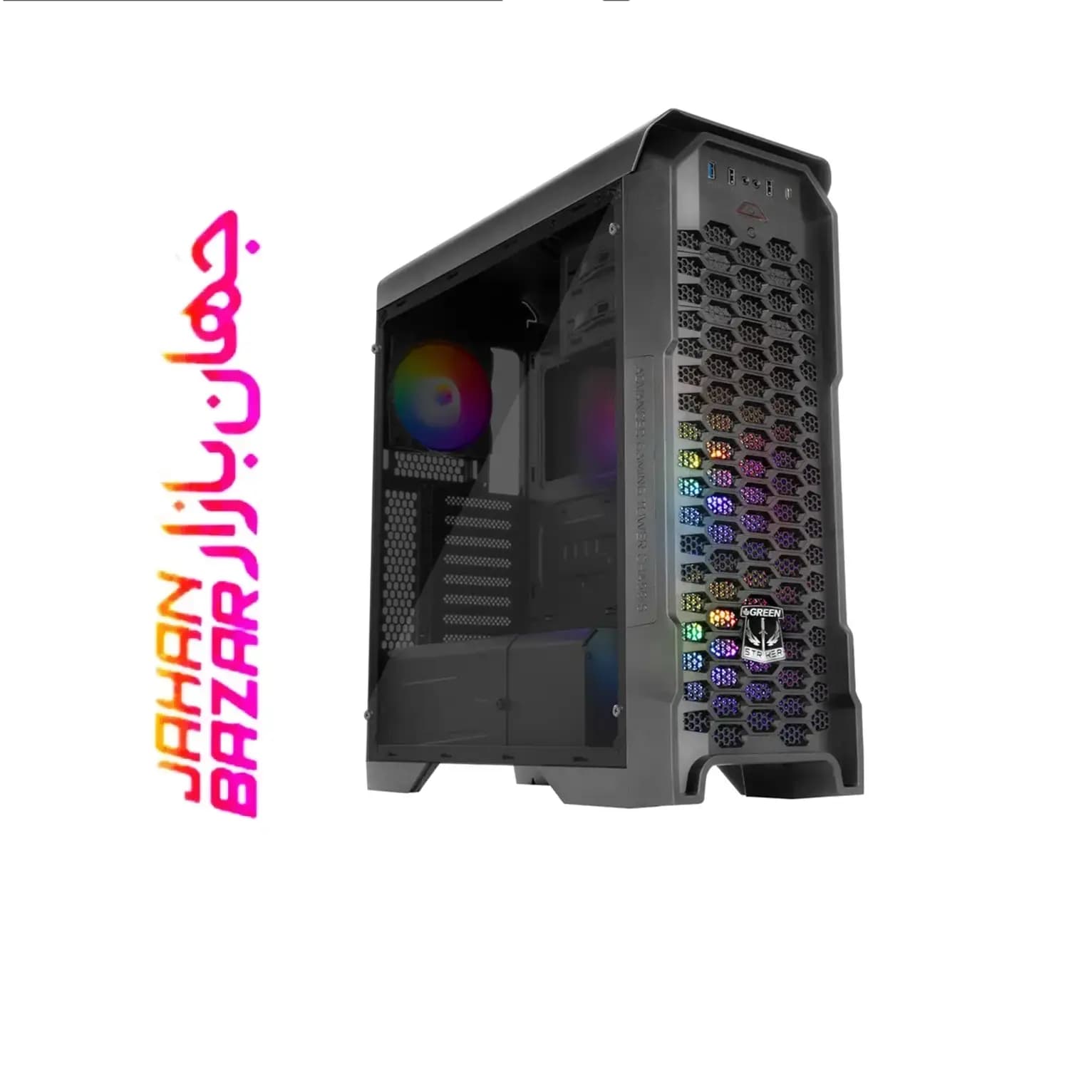 کیس کامپیوتر گرین Striker FRGB مشکی، Mid Tower — تصویر ۴