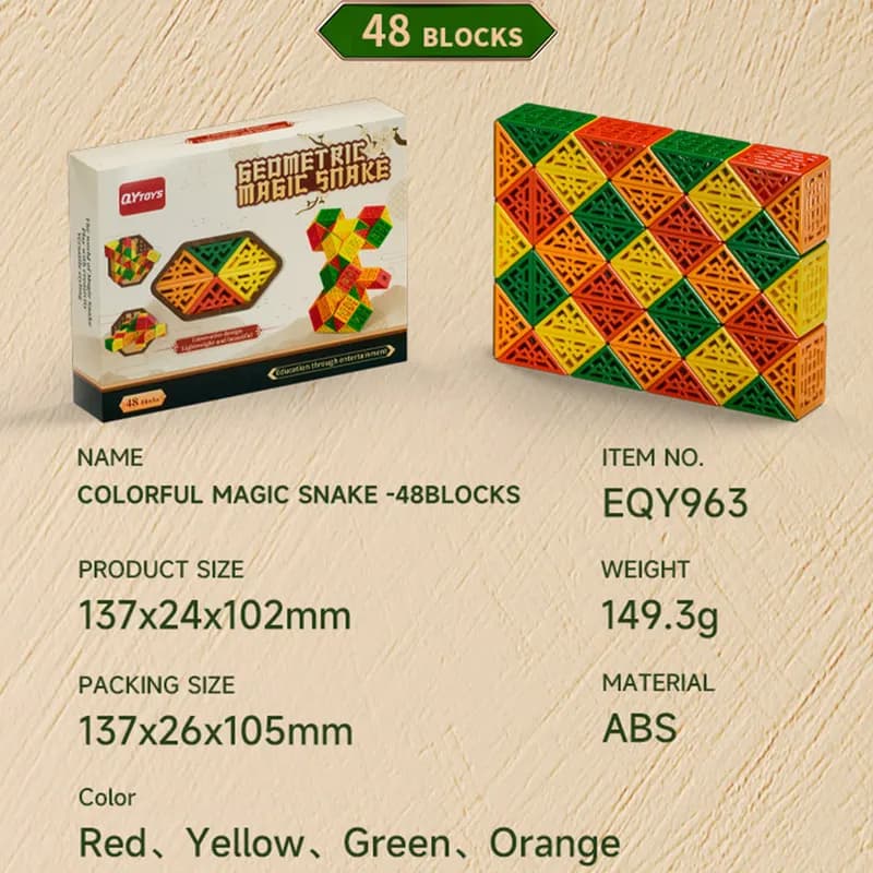 مکعب روبیک چی ای مدل ماری دی ان ای 48 قطعه کای وای QY Magic Snake DNA 48 pcs — تصویر ۵