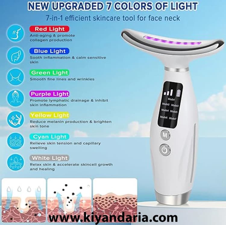 اتو لیفت صورت برقی LED هفت رنگ | ماساژور و سفت‌کننده پوست — تصویر ۵