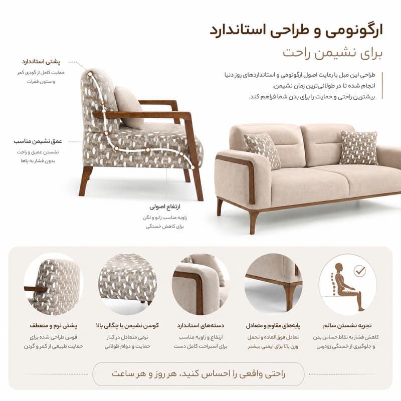 مبل هشت نفره لوکا مبل مدل گندم — تصویر ۲
