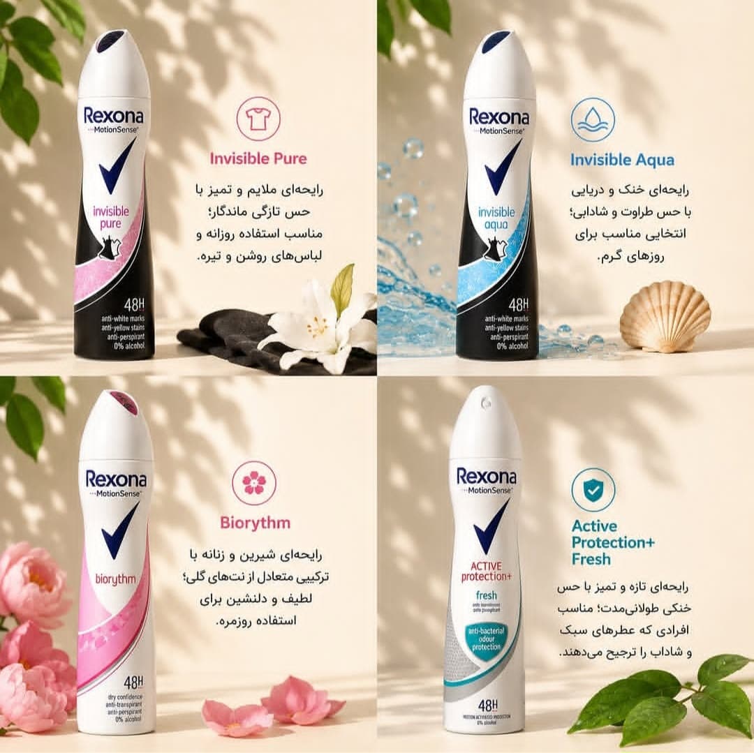 اسپری ضد تعریق زنانه رکسونا Rexona اصل ایتالیا | محافظت طولانیمدت در برابر تعریق ۲۰۰ میل — تصویر ۴