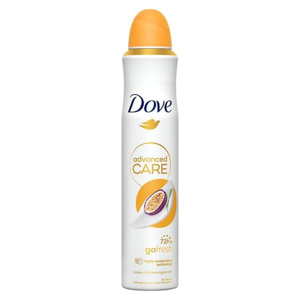 اسپری داو مدل advanced Care با رایحه پشن فروت و علف لیمو ۷۲ساعته حجم250ml (ساخت UK)