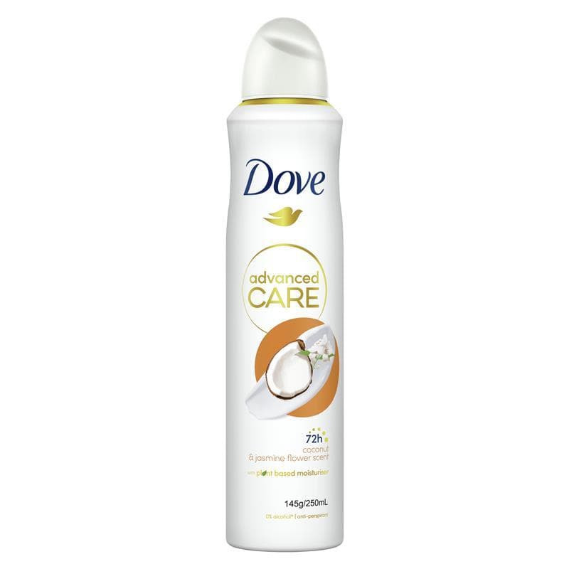 اسپری داو رایحه نارگیل و یاس 72ساعته 250ml مدل advanced Care (ساخت UK)