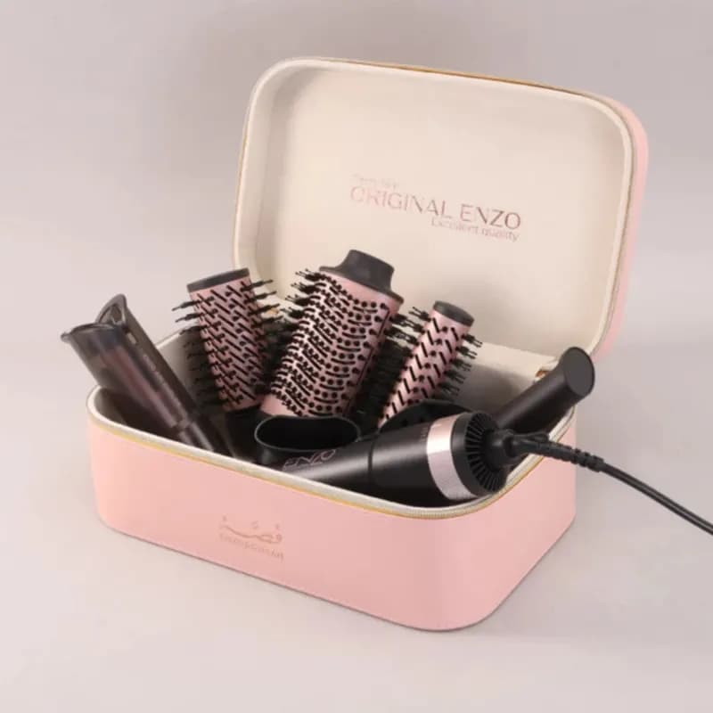 سشوار برس‌دار چرخشی انزو پروفیشینال مدل EN-760 7in1 با توان 1500 وات، موتور DC براشلس، تنظیمات دما و سرعت دو حالته، تکنولوژی آیونیک، سری‌های متنوع و کیف نگهدارنده، مناسب استفاده خانگی و حرفه‌ای — تصویر ۲