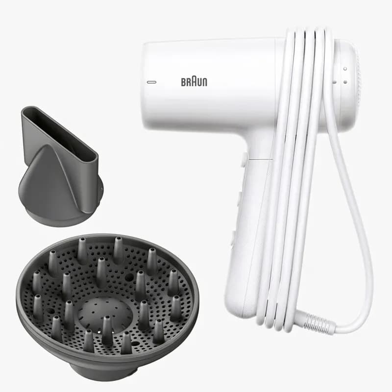 سشوار خانگی براون مدل HD226SDE مناسب استفاده حرفه‌ای و آرایشگاهی با توان 2200 وات، موتور DC، فناوری تولید یون، تنظیم دما و سرعت در 3 حالت، باد سرد و سری کاهش وز مو — تصویر ۵