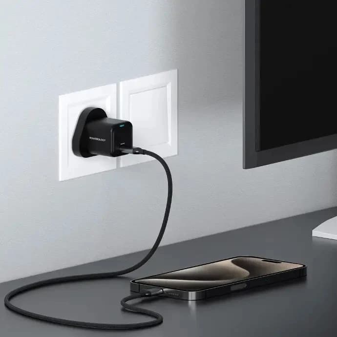 شارژر دیواری 20 وات پاورلوژی PWCUQC016-C به همراه کابل تبدیل — تصویر ۲
