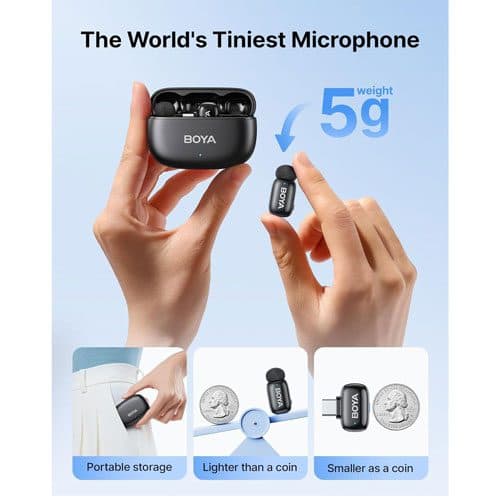 میکروفون بی سیم دو کاربر بویا مدل Boya mini 2-01 Type-C/Lightning — تصویر ۳