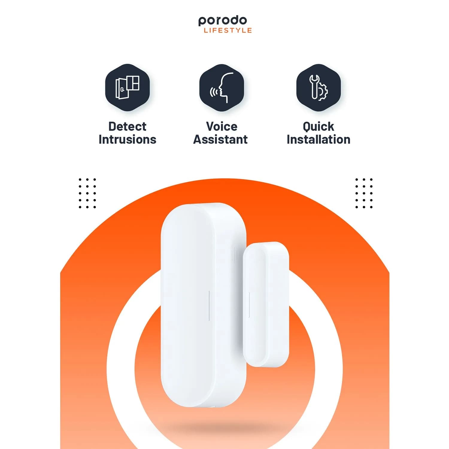 سنسور هوشمند درب و پنجره پرودو مدل Porodo Smart Sensor-Door & Window PD-LSDSR-WH